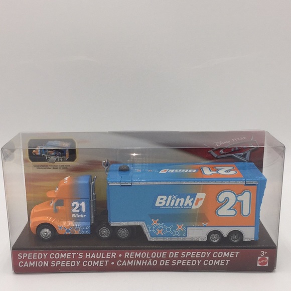 Disney Pixar Cars Speedy Comet’s Hauler Transport Truck Blinkr 21 Mattel Toy - Picture 1 of 14